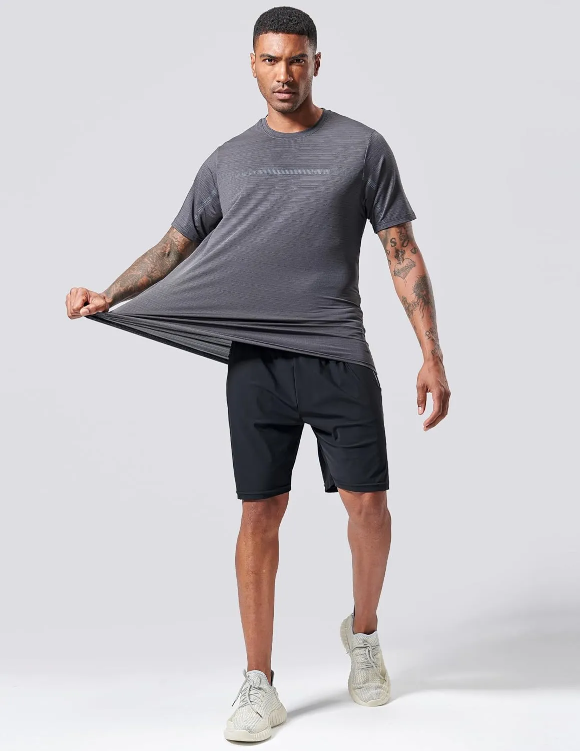 5 Pack Men’s Active Quick Dry Crew Neck T Shirts | Athletic Running Gym Workout Short Sleeve Tee Tops Bulk
