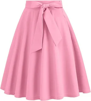 A Line Midi Skirts Women High Waist Pleated Skirts Flowy Vintage Skirts Business Casual Skirts Cocktail Party Skirt