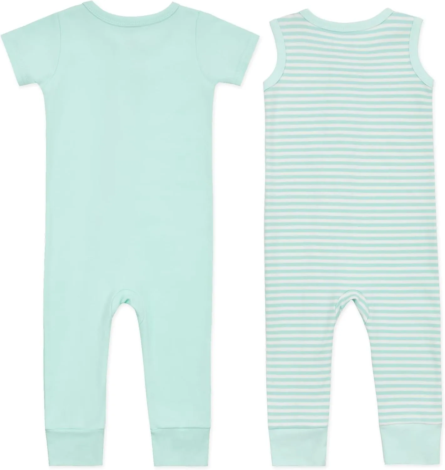 Aablexema 2PCS Baby Cotton Romper Zipper Short Sleeve & Sleeveless Footless Pajamas One Piece Jumpsuits Outfit Clothes