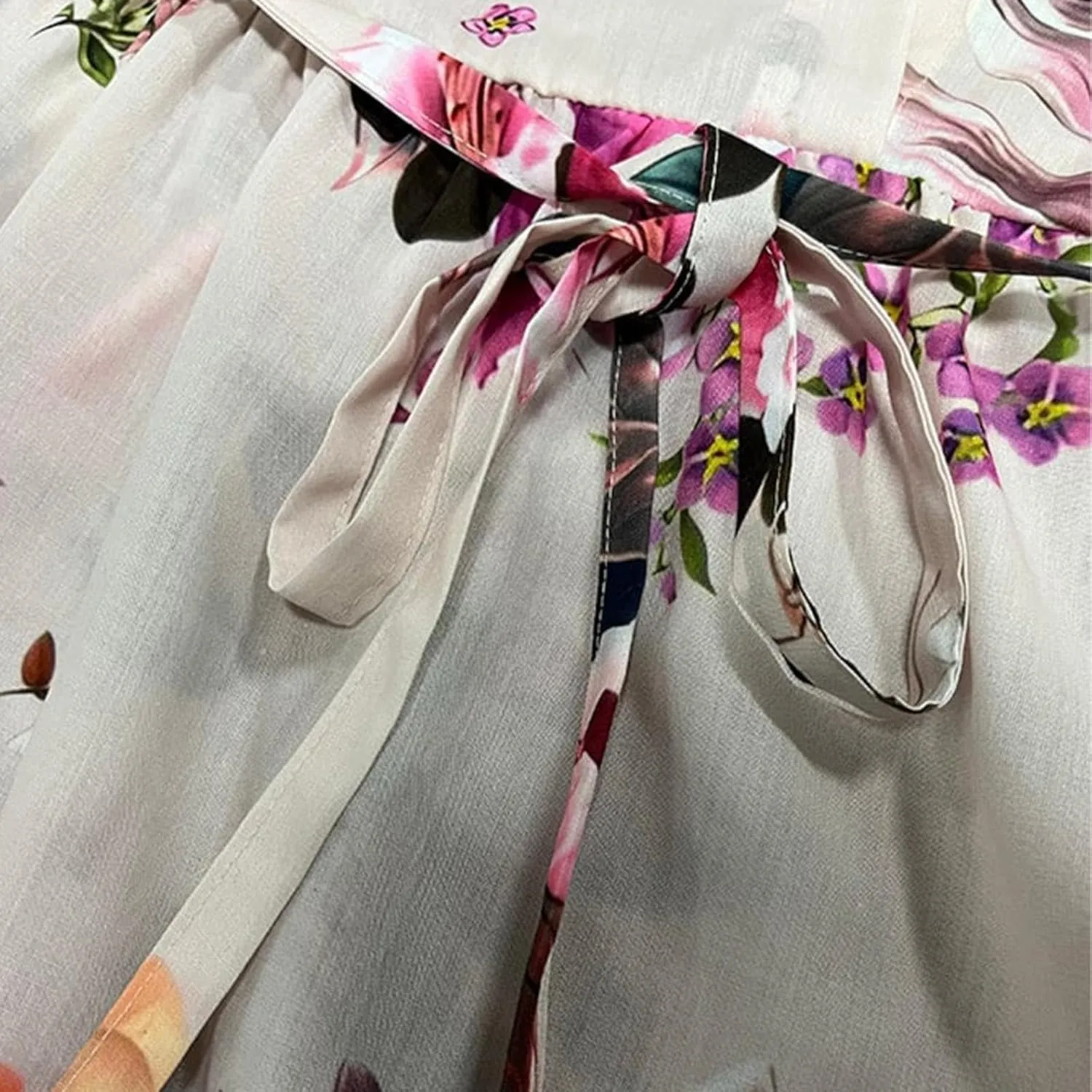 aihihe Women's Cotton Linen Dress Floral Print Short Sleeve Buttoned Spread Collar Midi Dress 2024 Spring Summer Trendy Dress