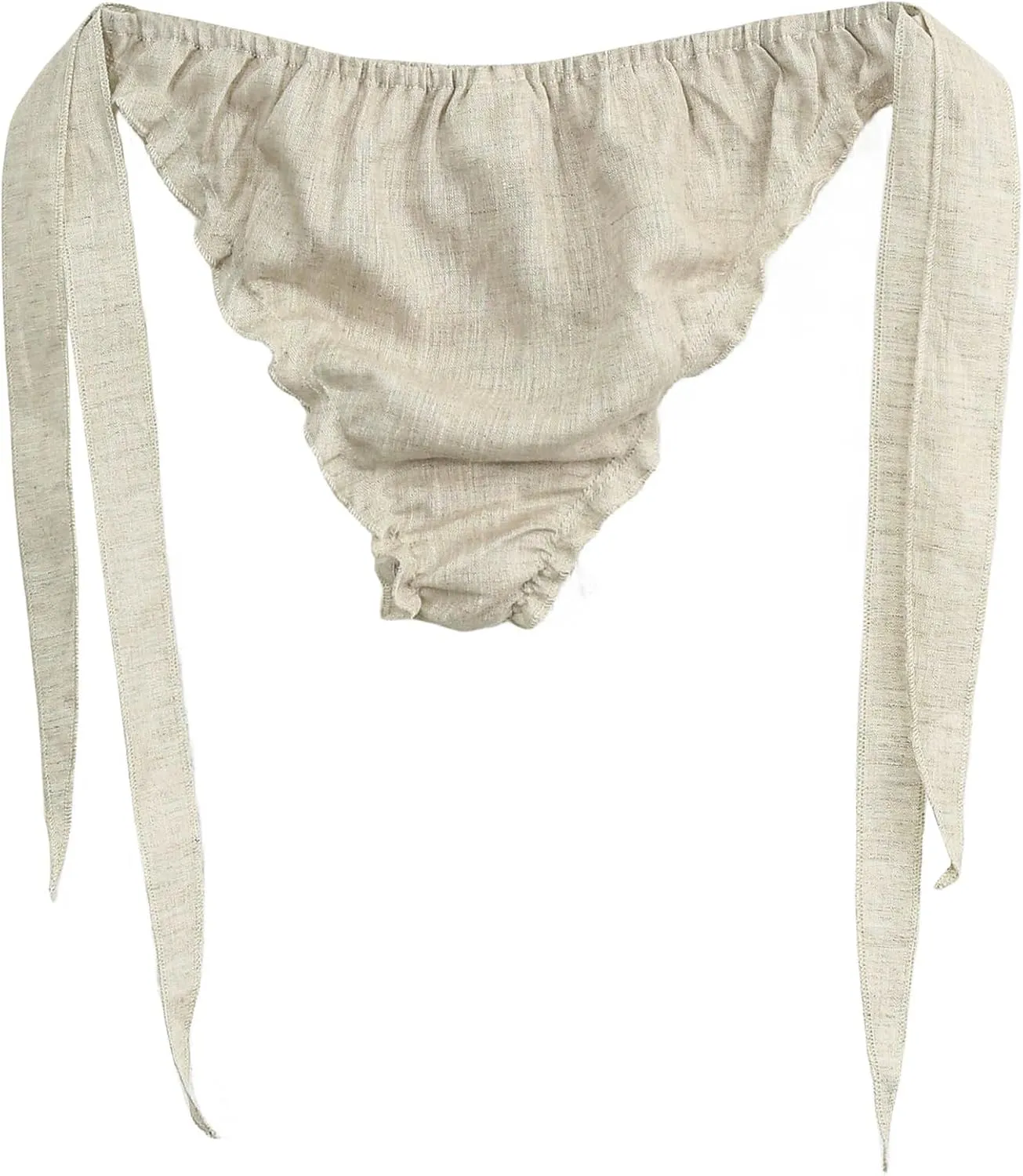 Amazhiyu Women's 100% Linen Summer Elastic Waisted Bikini Bottom Becah Briefs