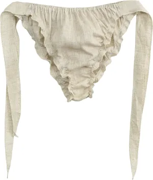 Amazhiyu Women's 100% Linen Summer Elastic Waisted Bikini Bottom Becah Briefs