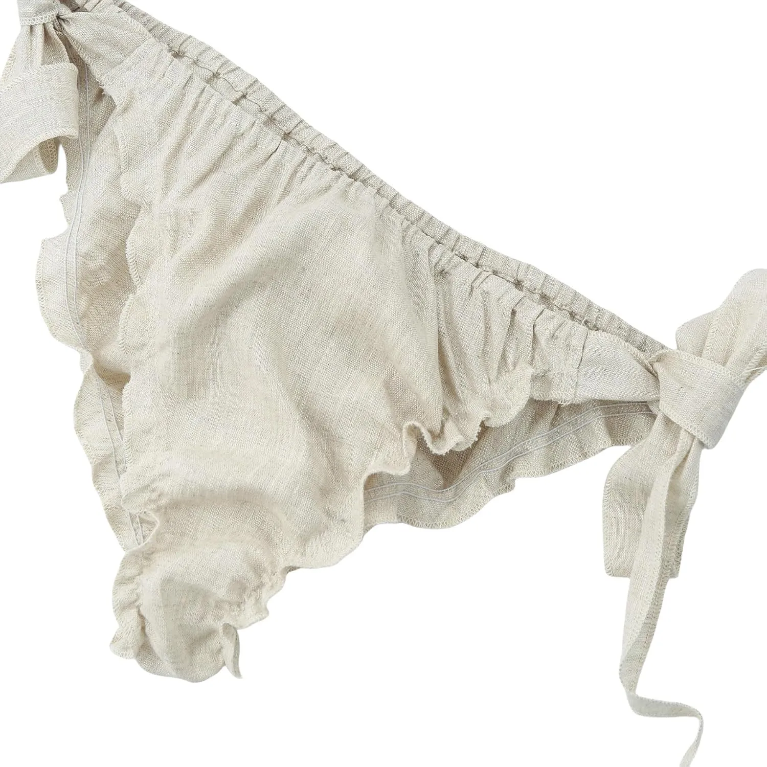 Amazhiyu Women's 100% Linen Summer Elastic Waisted Bikini Bottom Becah Briefs