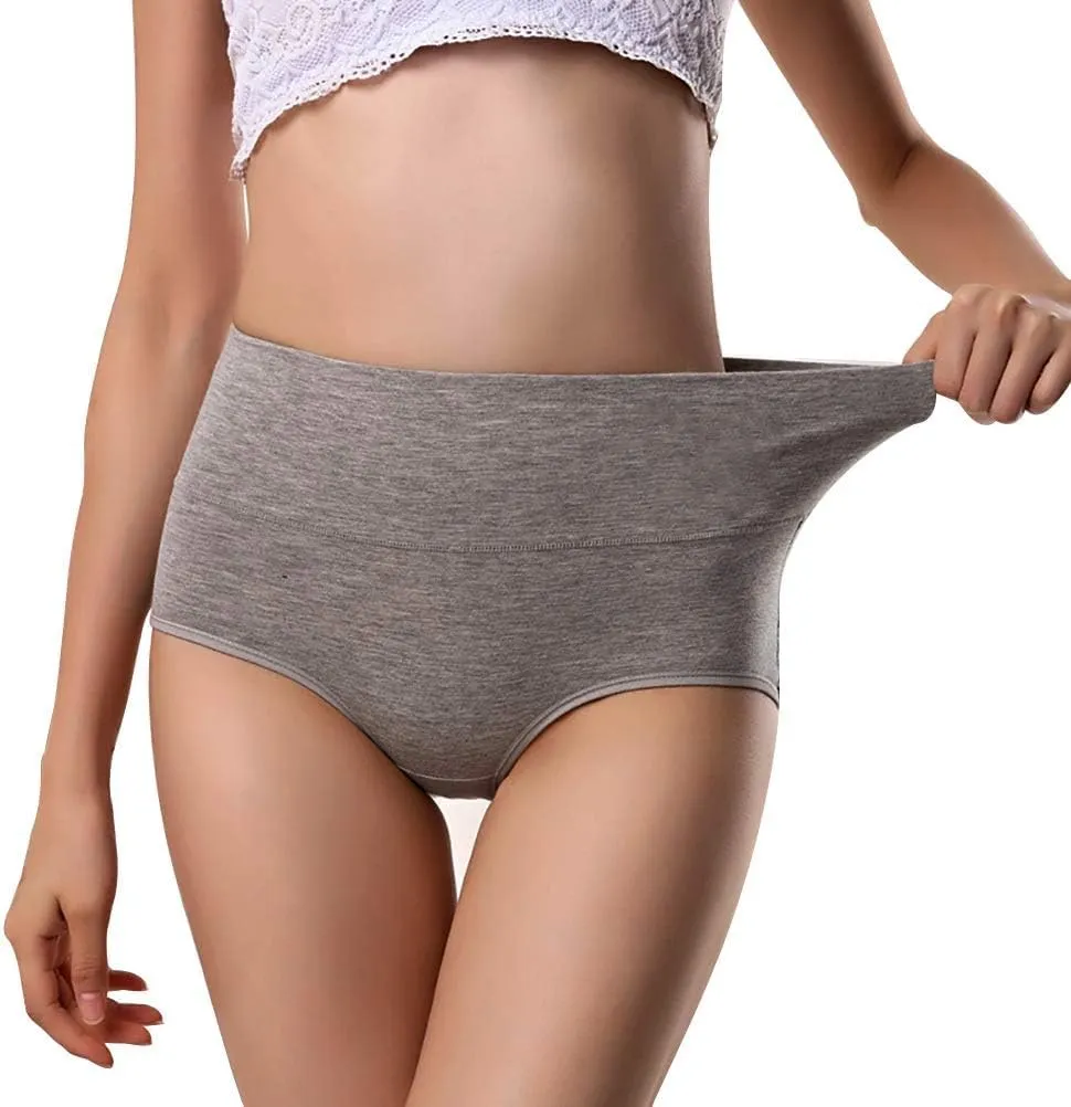 ANNYISON Womens Underwear, Soft Cotton High Waist Breathable Solid Color Briefs Panties for Women