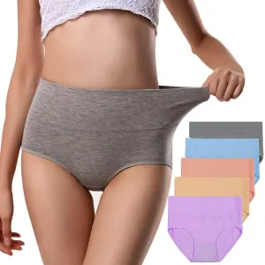 ANNYISON Womens Underwear, Soft Cotton High Waist Breathable Solid Color Briefs Panties for Women