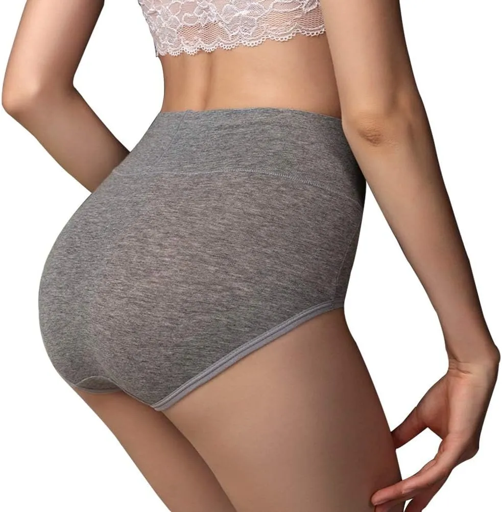 ANNYISON Womens Underwear, Soft Cotton High Waist Breathable Solid Color Briefs Panties for Women