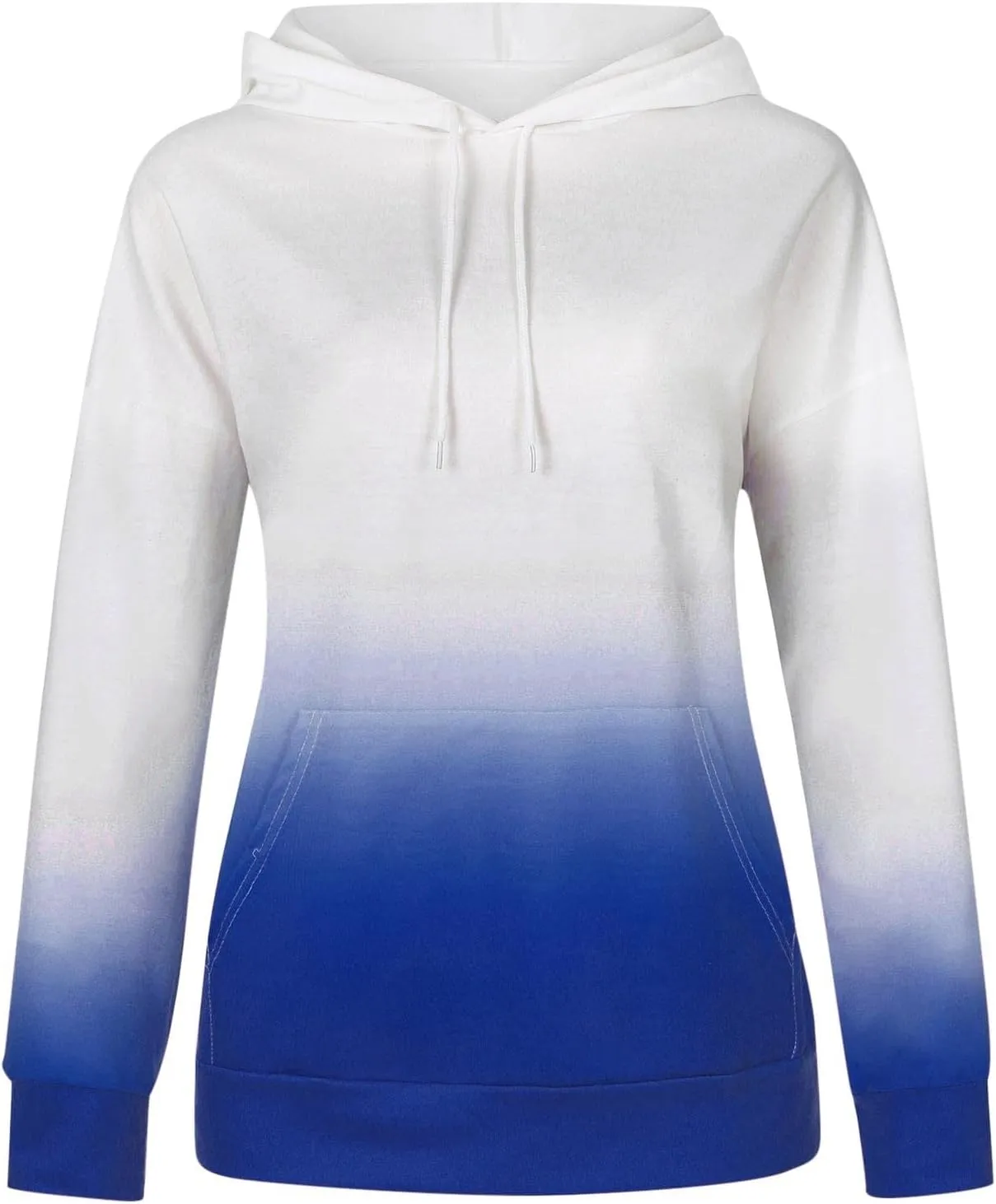 Aymnlox Womens Fashion Sweatshirts Gradient Color Long Sleeve Hoodies Crew Neck Baggy Hooded Tops with Kangaroo Pocket