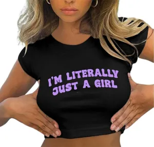 Baby Tees for Women Y2K Baby Tees E-Girls Cute Graphic Print Crop Tops Slim Fit T Shirts Retro Vintage Aesthetic
