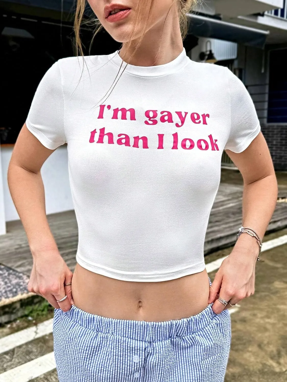 Baby Tees for Women Y2K Baby Tees E-Girls Cute Graphic Print Crop Tops Slim Fit T Shirts Retro Vintage Aesthetic