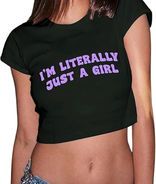 Baby Tees for Women Y2K Baby Tees E-Girls Cute Graphic Print Crop Tops Slim Fit T Shirts Retro Vintage Aesthetic