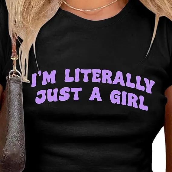 Baby Tees for Women Y2K Baby Tees E-Girls Cute Graphic Print Crop Tops Slim Fit T Shirts Retro Vintage Aesthetic