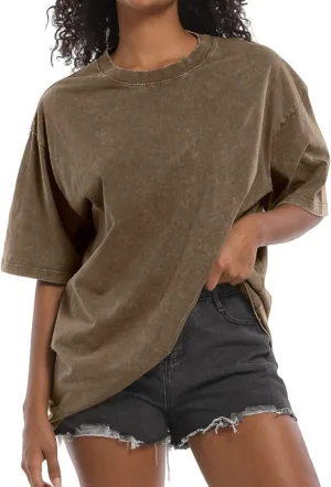 BINTEHGS Vintage Oversized T Shirts for Women Baggy Shirt Streetwear Boyfriend Tee Workout Casual Short Sleeve Cotton Tops