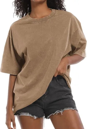 BINTEHGS Vintage Oversized T Shirts for Women Baggy Shirt Streetwear Boyfriend Tee Workout Casual Short Sleeve Cotton Tops