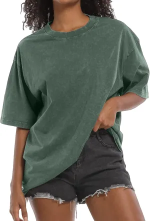 BINTEHGS Vintage Oversized T Shirts for Women Baggy Shirt Streetwear Boyfriend Tee Workout Casual Short Sleeve Cotton Tops