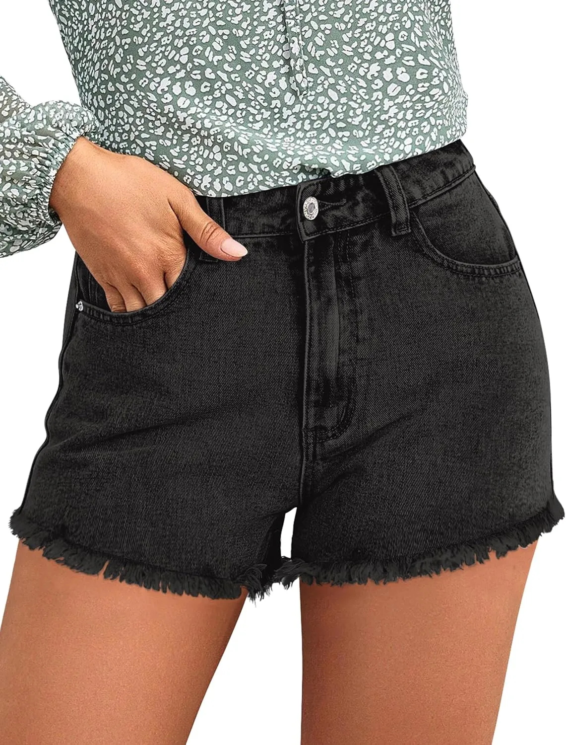 BISUAL Womens Denim Shorts Stretch Jean Shorts Womens High Waisted Raw Edge Denim Shorts Casual Jean Shorts for Women