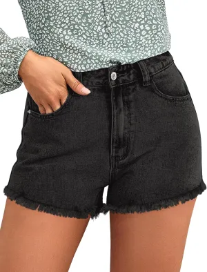 BISUAL Womens Denim Shorts Stretch Jean Shorts Womens High Waisted Raw Edge Denim Shorts Casual Jean Shorts for Women