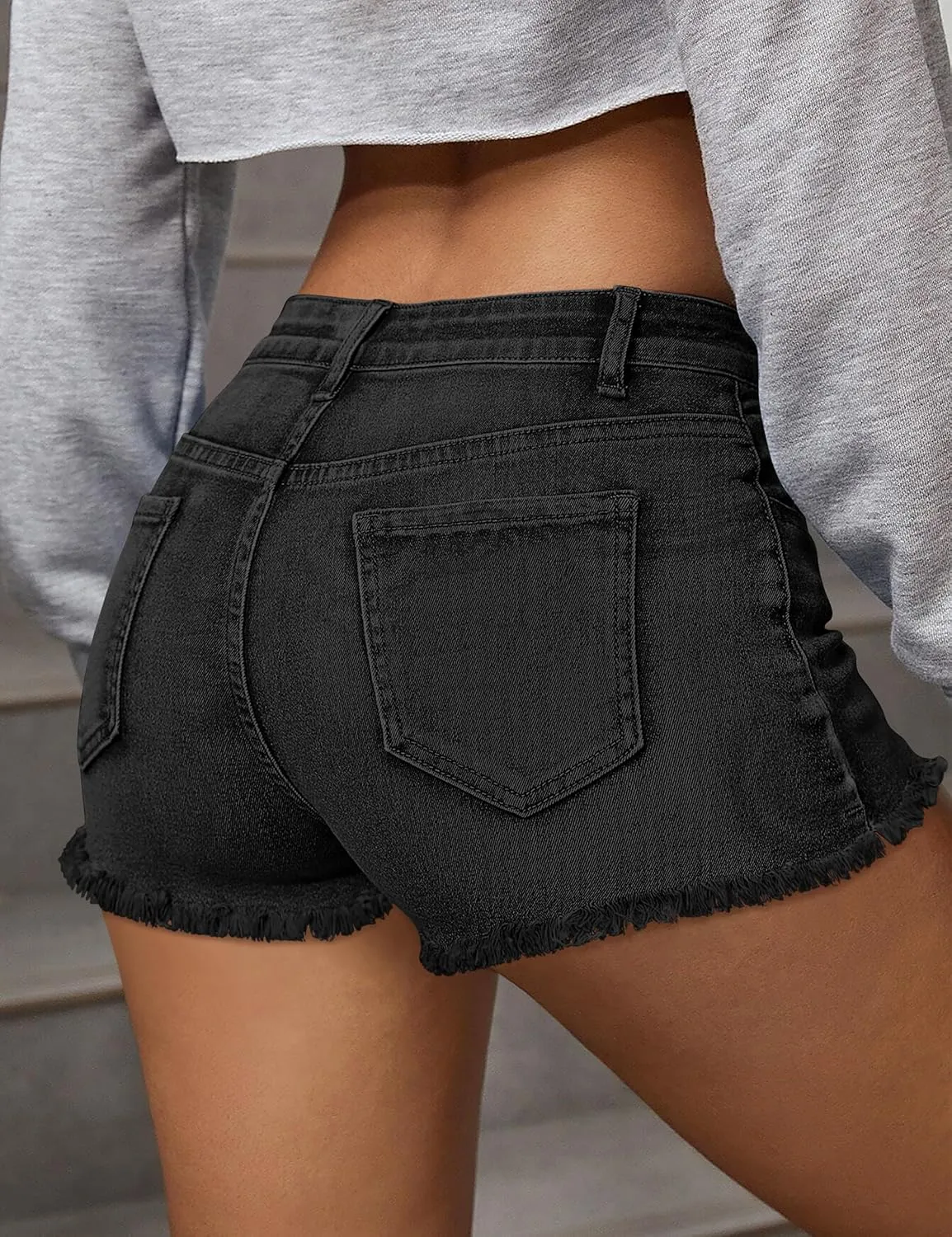 BISUAL Womens Denim Shorts Stretch Jean Shorts Womens High Waisted Raw Edge Denim Shorts Casual Jean Shorts for Women