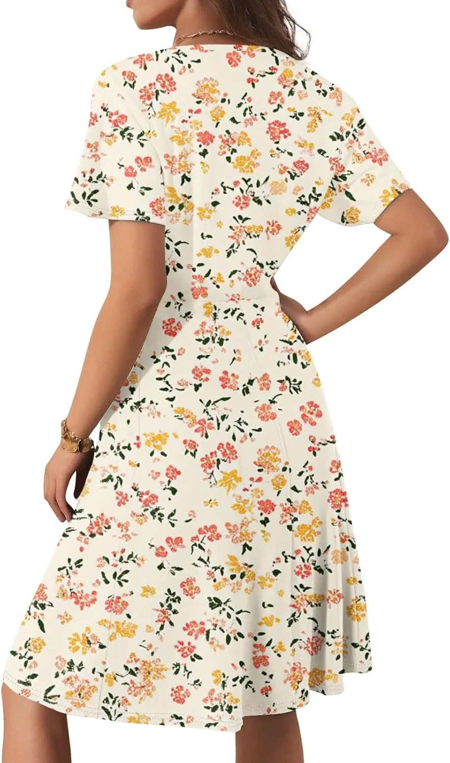 Boho Floral Dress for Women Summer 2025 Wrap Dresses for Women Short Sleeve Sexy V Neck A-Line Vacation Beach Sundress