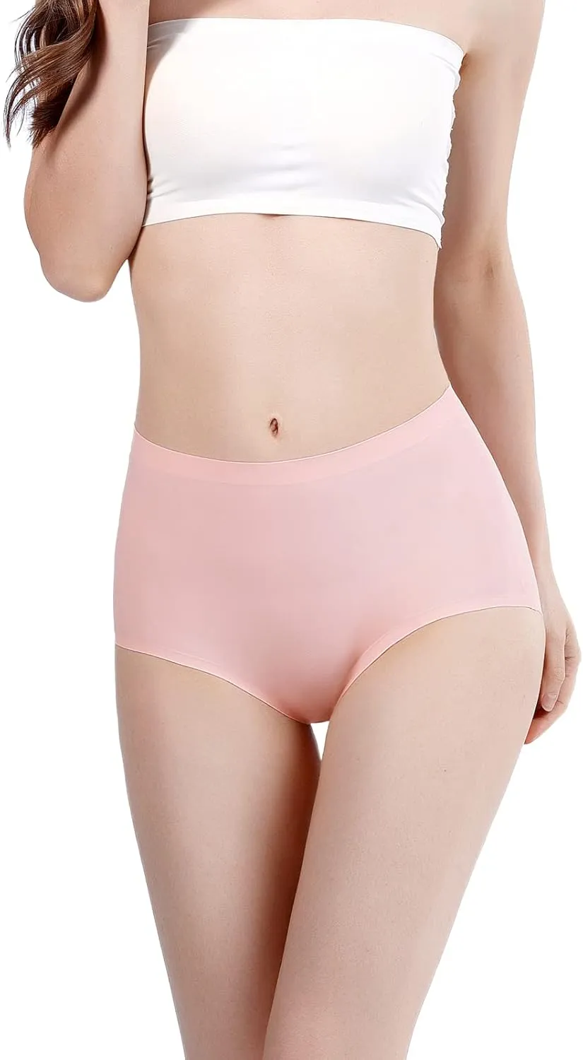 Bolivelan 5 Pack Women's Seamless Hipster Panties Invisible High Waist No Show Ladies Bikini Underwear