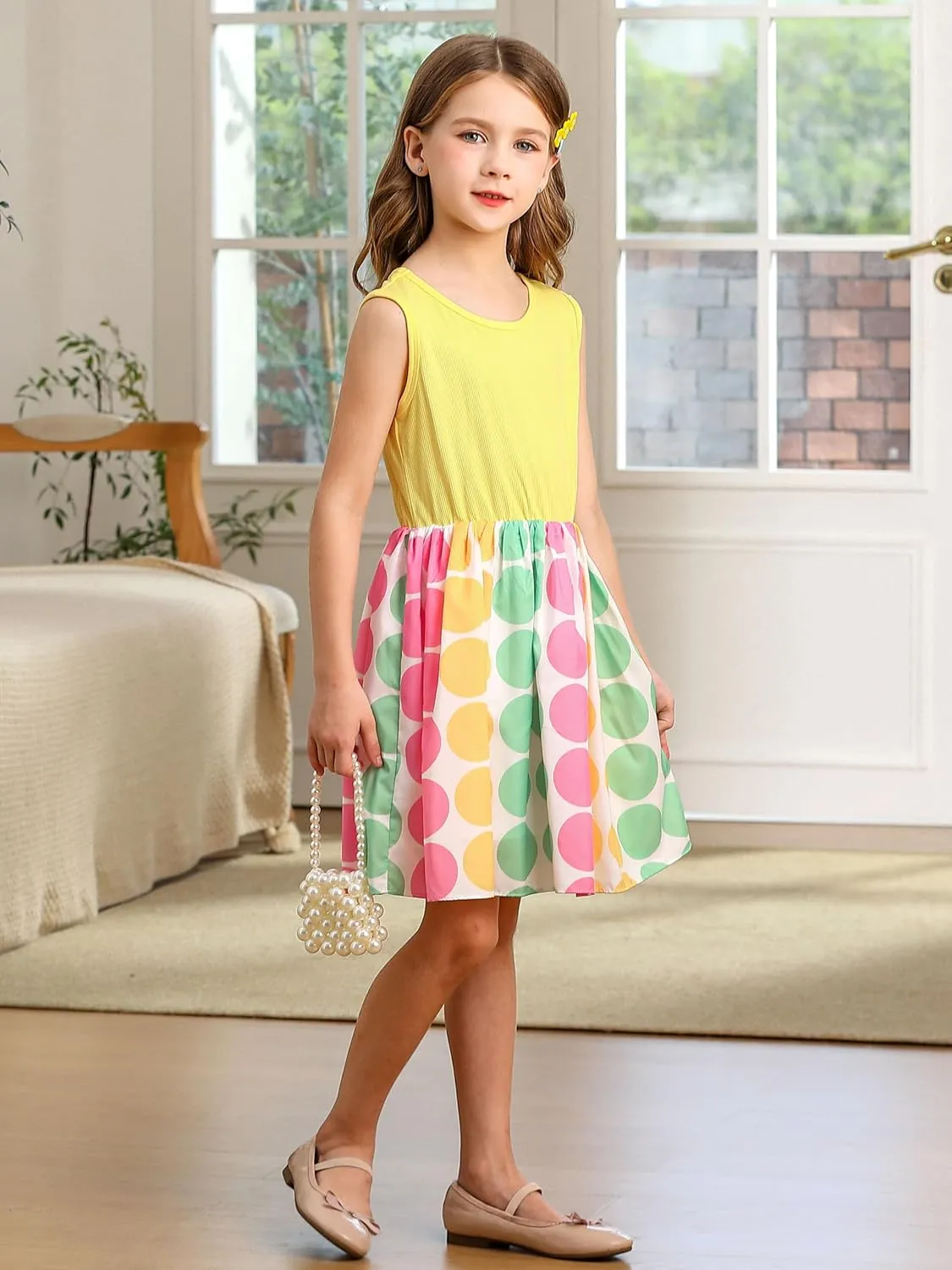 Bonny Billy Girl's Floral Print Cotton Beach Summer Tank Dresses