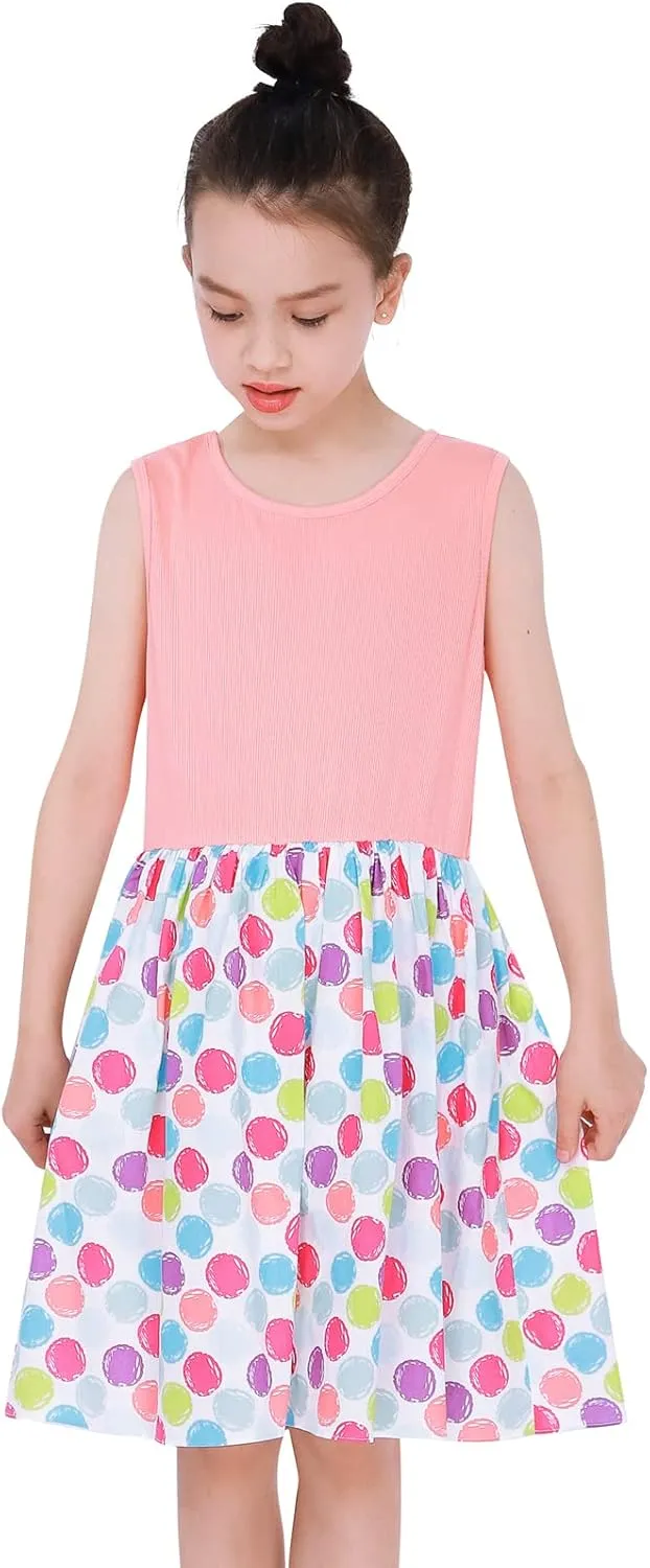 Bonny Billy Girl's Floral Print Cotton Beach Summer Tank Dresses
