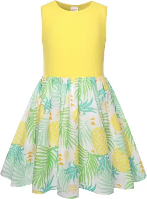 Bonny Billy Girl's Floral Print Cotton Beach Summer Tank Dresses