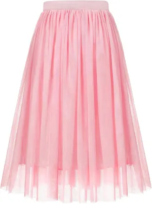 BOOPH Girls Tulle Skirts A-line Mesh Skirt Long Tutu Skirts Dress for Toddler Girls