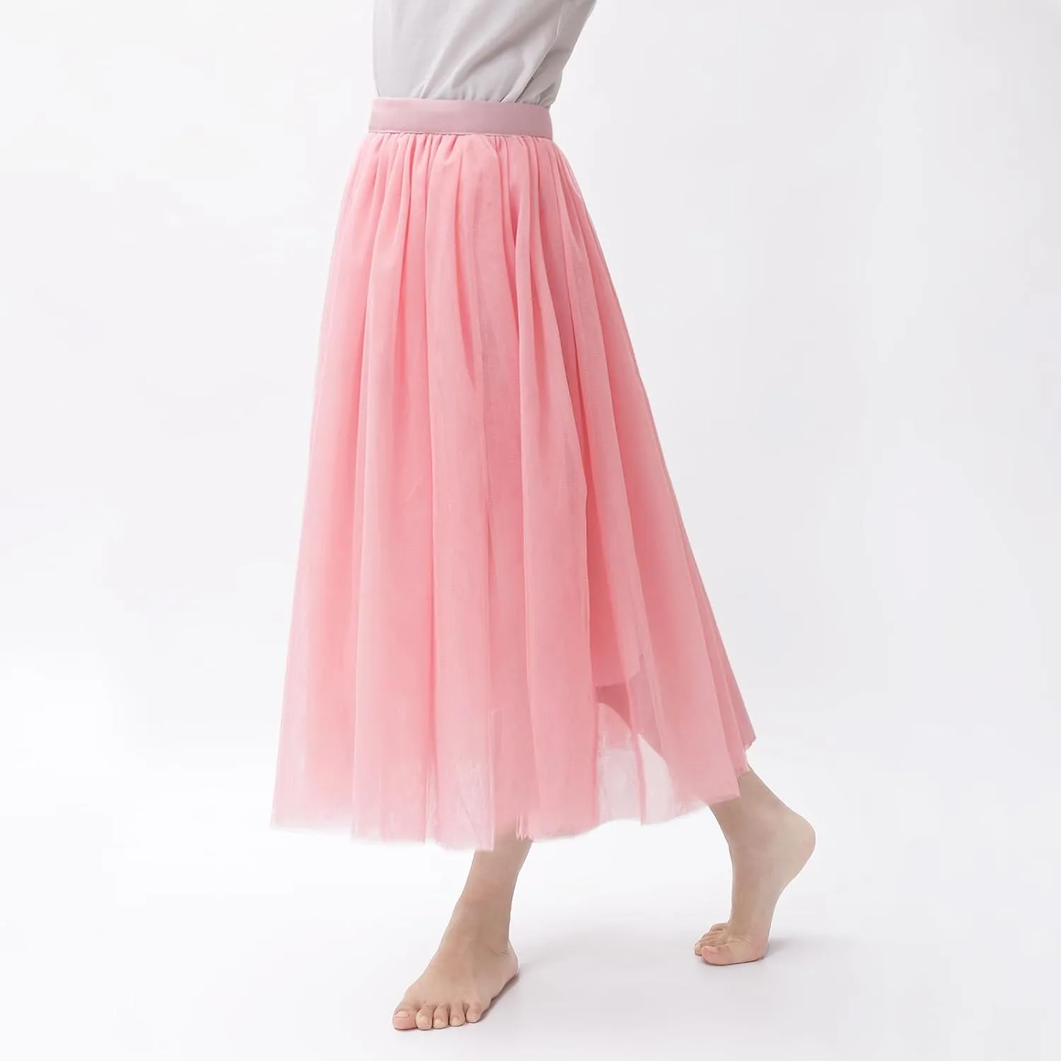 BOOPH Girls Tulle Skirts A-line Mesh Skirt Long Tutu Skirts Dress for Toddler Girls
