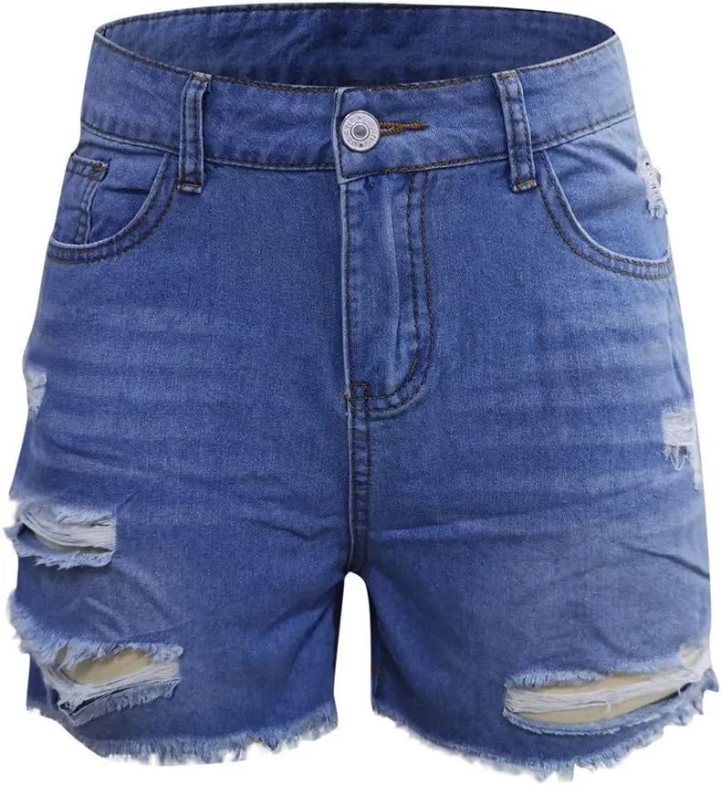 BOXIACEY Womens Denim Shorts Fashion Jean Shorts High Waist Stretchy Denim Shorts Casual Denim Shorts with Pockets