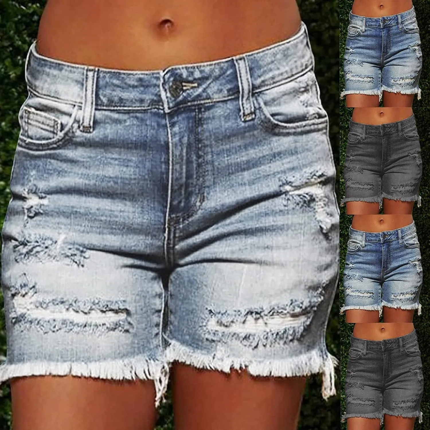 BOXIACEY Womens Denim Shorts Fashion Jean Shorts High Waist Stretchy Denim Shorts Casual Denim Shorts with Pockets