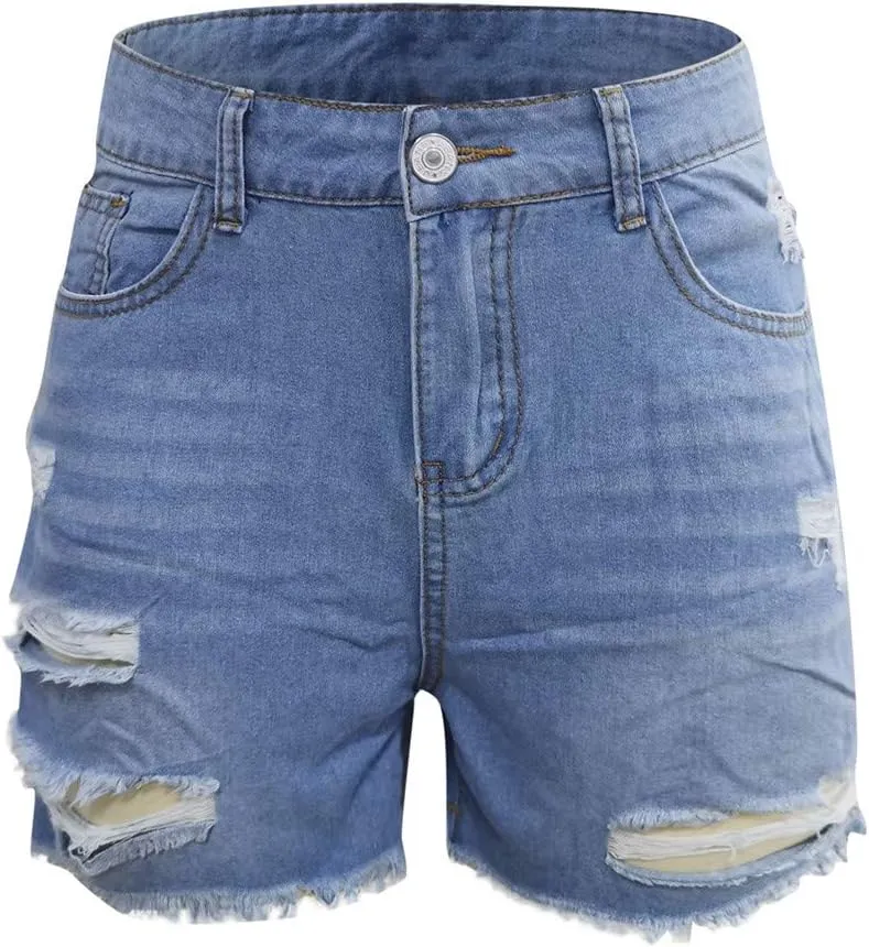 BOXIACEY Womens Denim Shorts Fashion Jean Shorts High Waist Stretchy Denim Shorts Casual Denim Shorts with Pockets