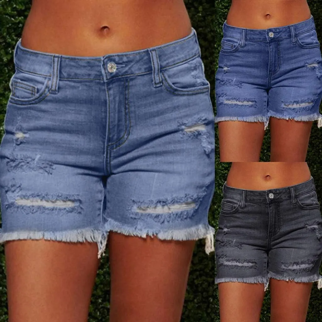 BOXIACEY Womens Denim Shorts Fashion Jean Shorts High Waist Stretchy Denim Shorts Casual Denim Shorts with Pockets