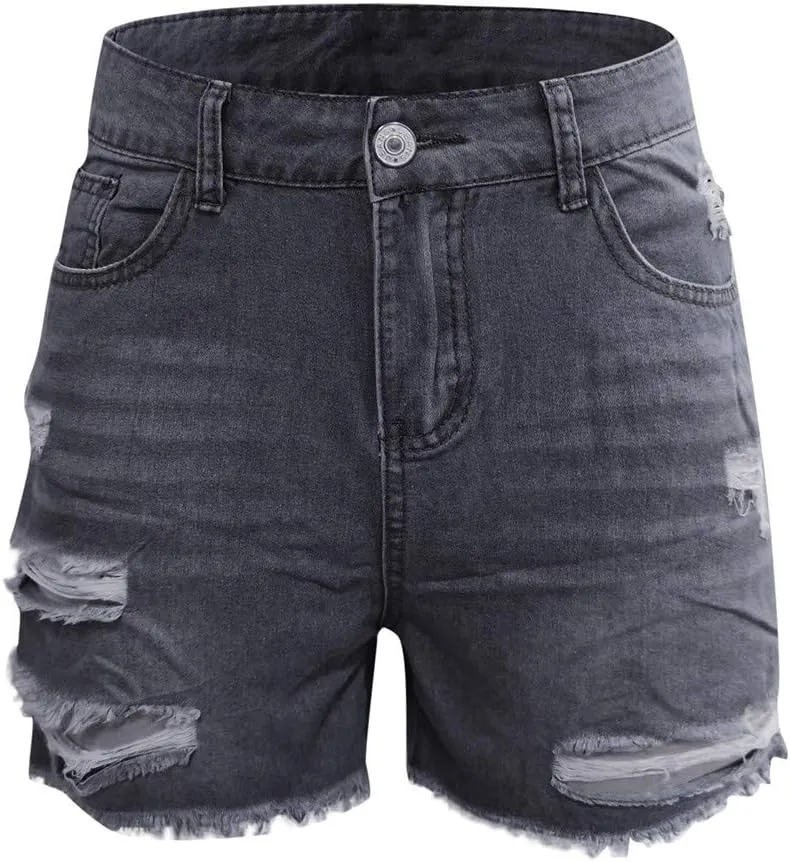 BOXIACEY Womens Denim Shorts Fashion Jean Shorts High Waist Stretchy Denim Shorts Casual Denim Shorts with Pockets