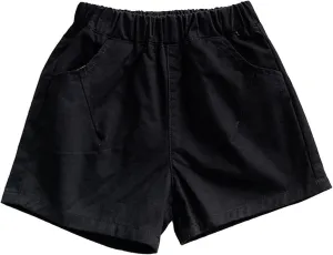 Boys Khaki Cargo Shorts Kids Cotton Pull on Jogger Shorts Outdoor Quick Dry Hiking Short Lightweight Athletic Pants
