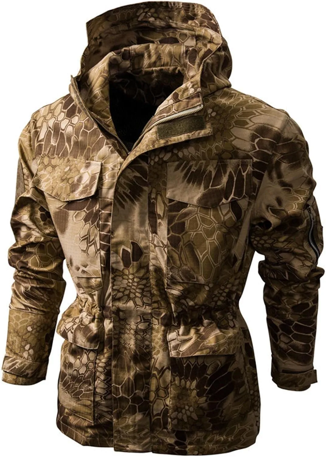 Cambkatl Men’s Military Soft Shell Tactical Jacket Camo Hooded Coat Outdoor Sports Hunting Army Waterproof Outerwear