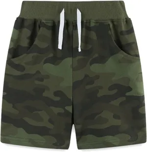 Camouflage Athletic Shorts for Girls Boys Running Gym Workout Shorts for Kids, Activewear Drawstring Baby Girl Outfits