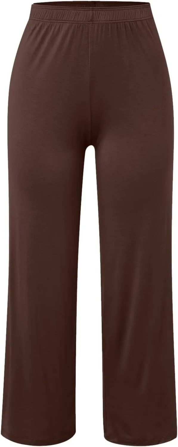 Casual Loose Yoga Pants for Women Wide Straight Leg Elastic Waist Flowy Lounge Trousers Solid Color Daily Business Work Pants