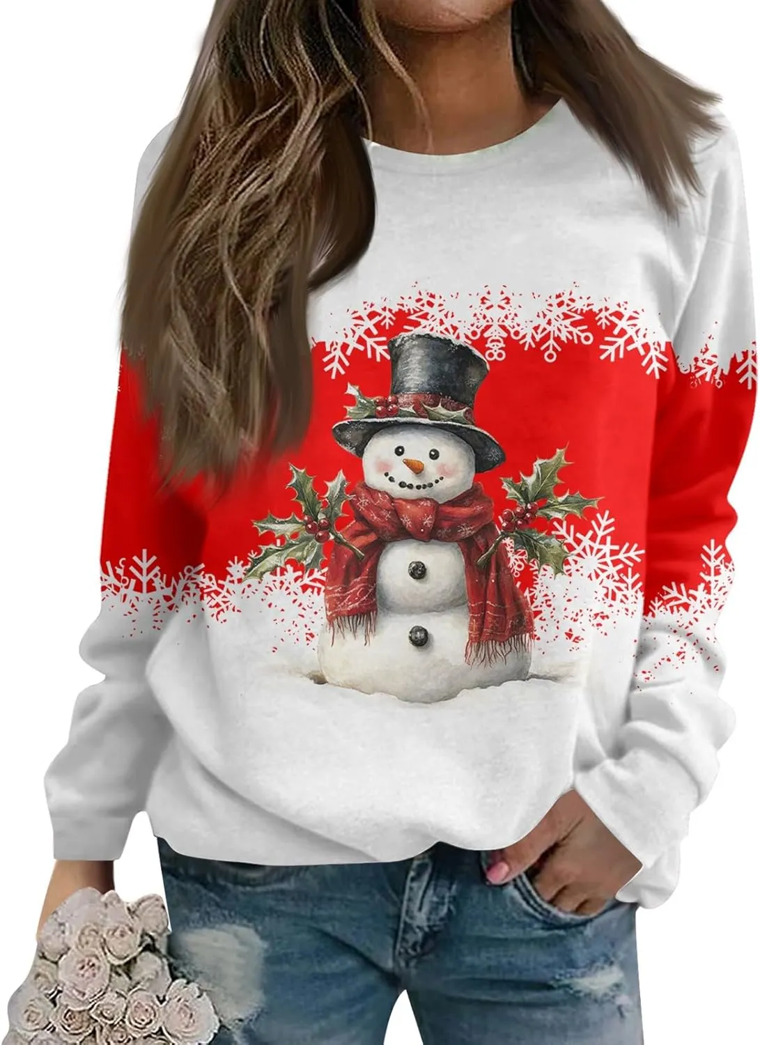 Christmas Sweatshirts For Women 2024 Xmas Tree Graphic Fall Wimter Clothes Long Raglan Sleeve Top Crewneck Pullover