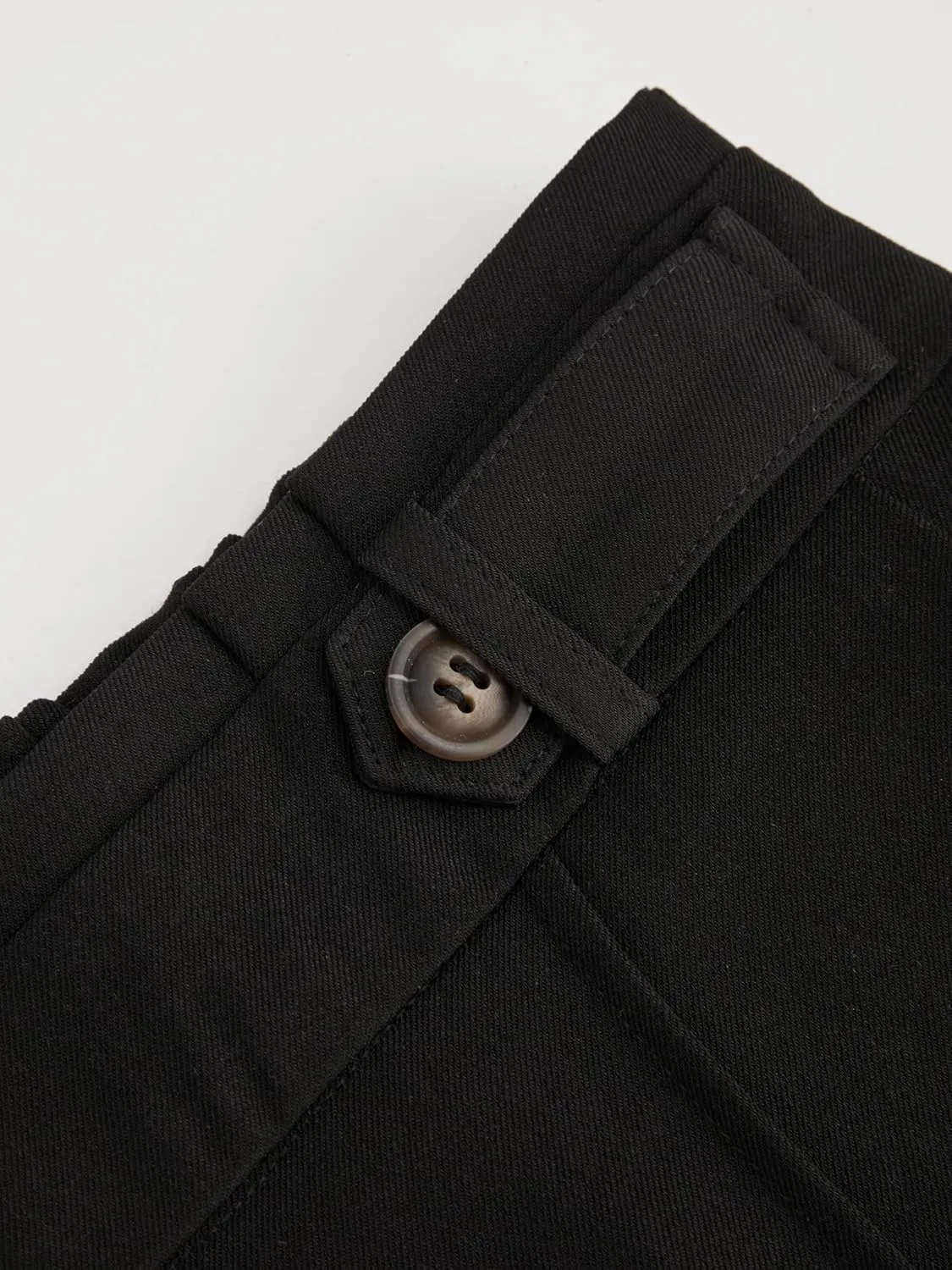 CIDER Mid Rise Elastic Waist Pocket Pleated Straight Leg Trousers