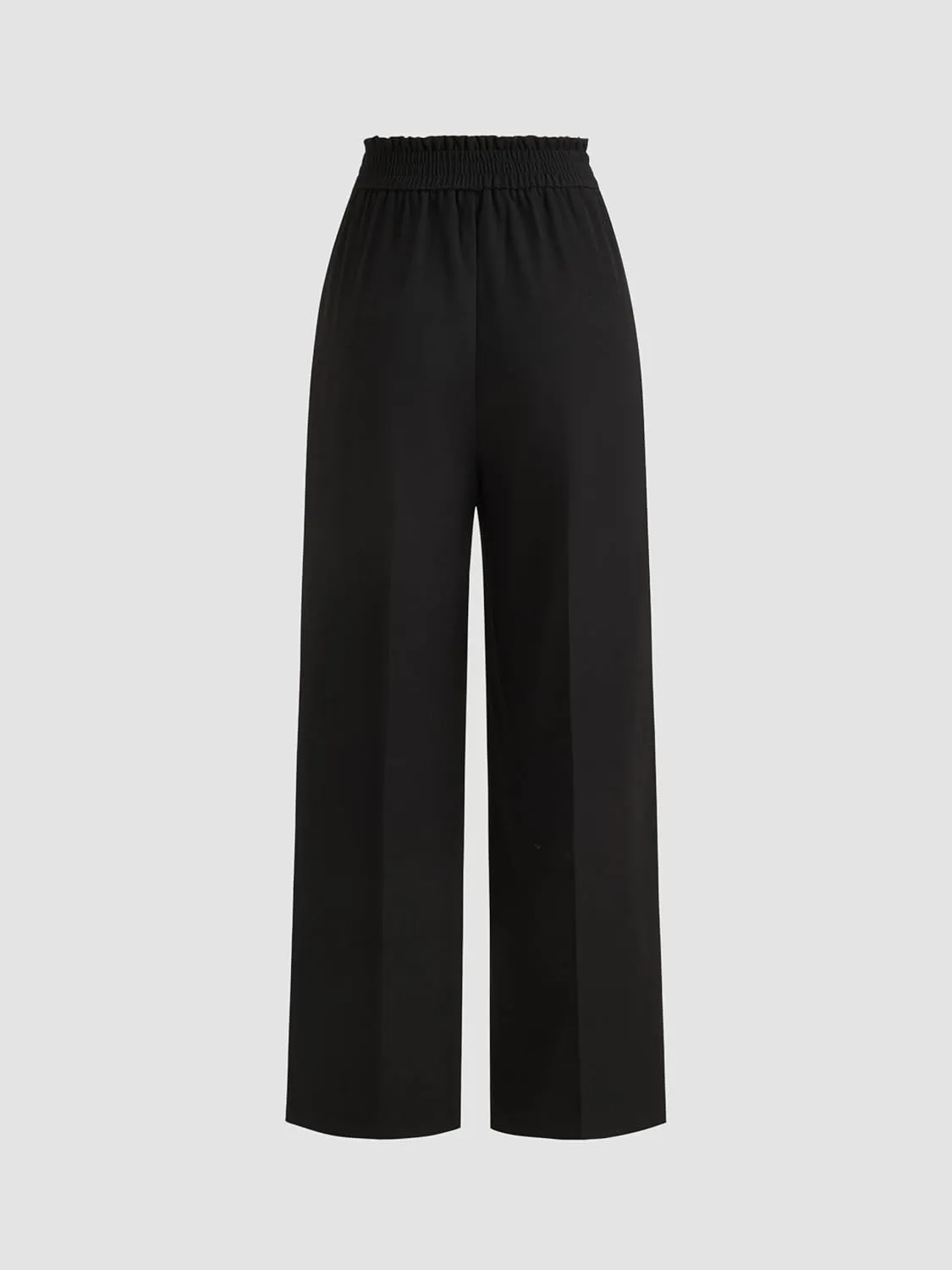 CIDER Mid Rise Elastic Waist Pocket Pleated Straight Leg Trousers