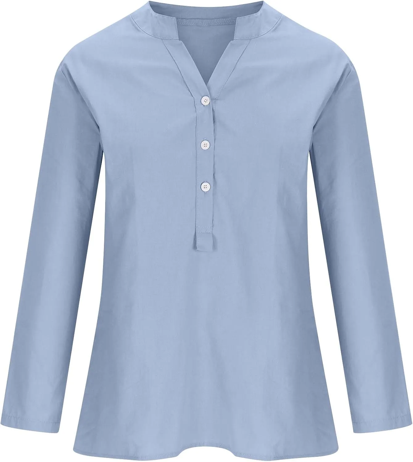 Cotton Linen Tops for Women 3/4 Sleeve Loose Fit Shirts Fashion Casual Solid Color V Neck Blouses 2024 Summer Tops