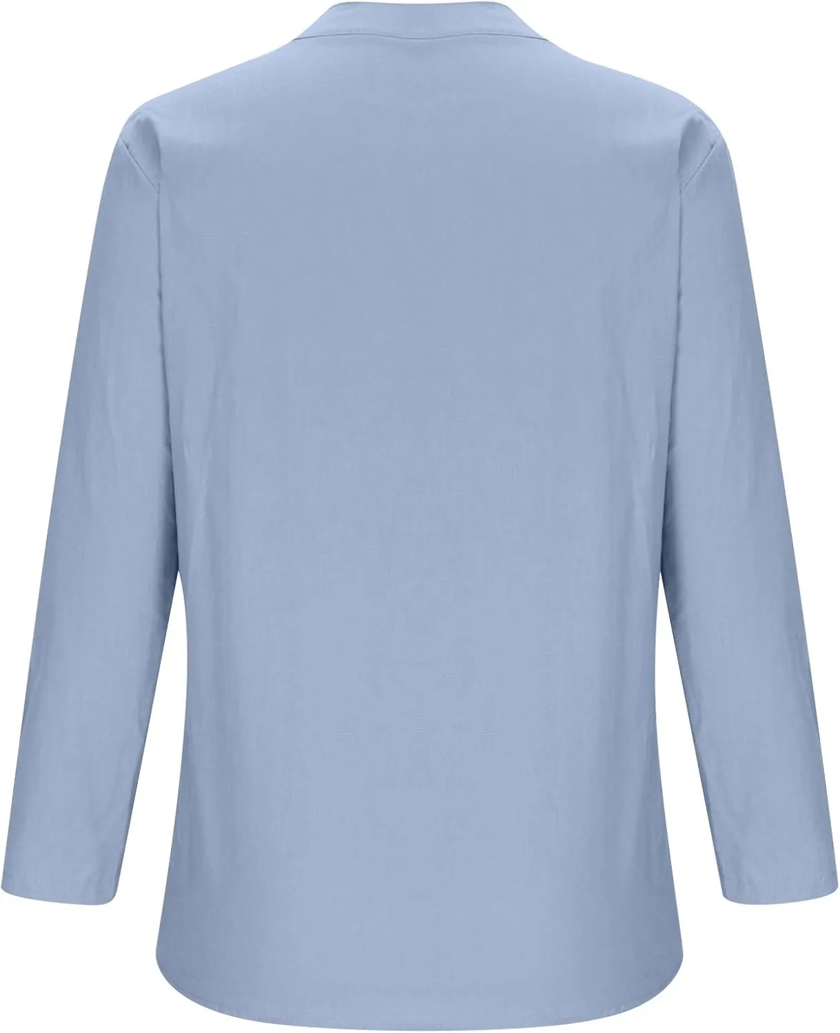 Cotton Linen Tops for Women 3/4 Sleeve Loose Fit Shirts Fashion Casual Solid Color V Neck Blouses 2024 Summer Tops