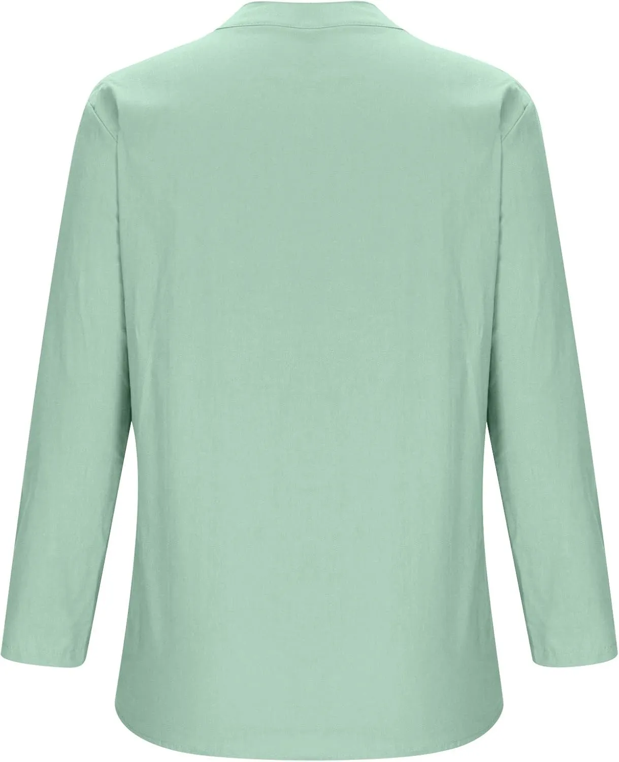 Cotton Linen Tops for Women 3/4 Sleeve Loose Fit Shirts Fashion Casual Solid Color V Neck Blouses 2024 Summer Tops