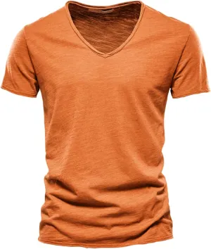 Cotton Shirts for Men Summer V Neck Short Sleeve Soft Tee Tops Plus Size Comfort Loose Fit Athletic Gym Casual Tshirt