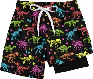Cozople Boys Swim Trunks Compression Liner Swim Shorts Quick Dry Bathing Suit with Boxer Brief Swimwear 4-10T