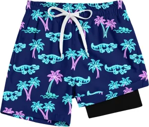 Cozople Boys Swim Trunks Compression Liner Swim Shorts Quick Dry Bathing Suit with Boxer Brief Swimwear 4-10T