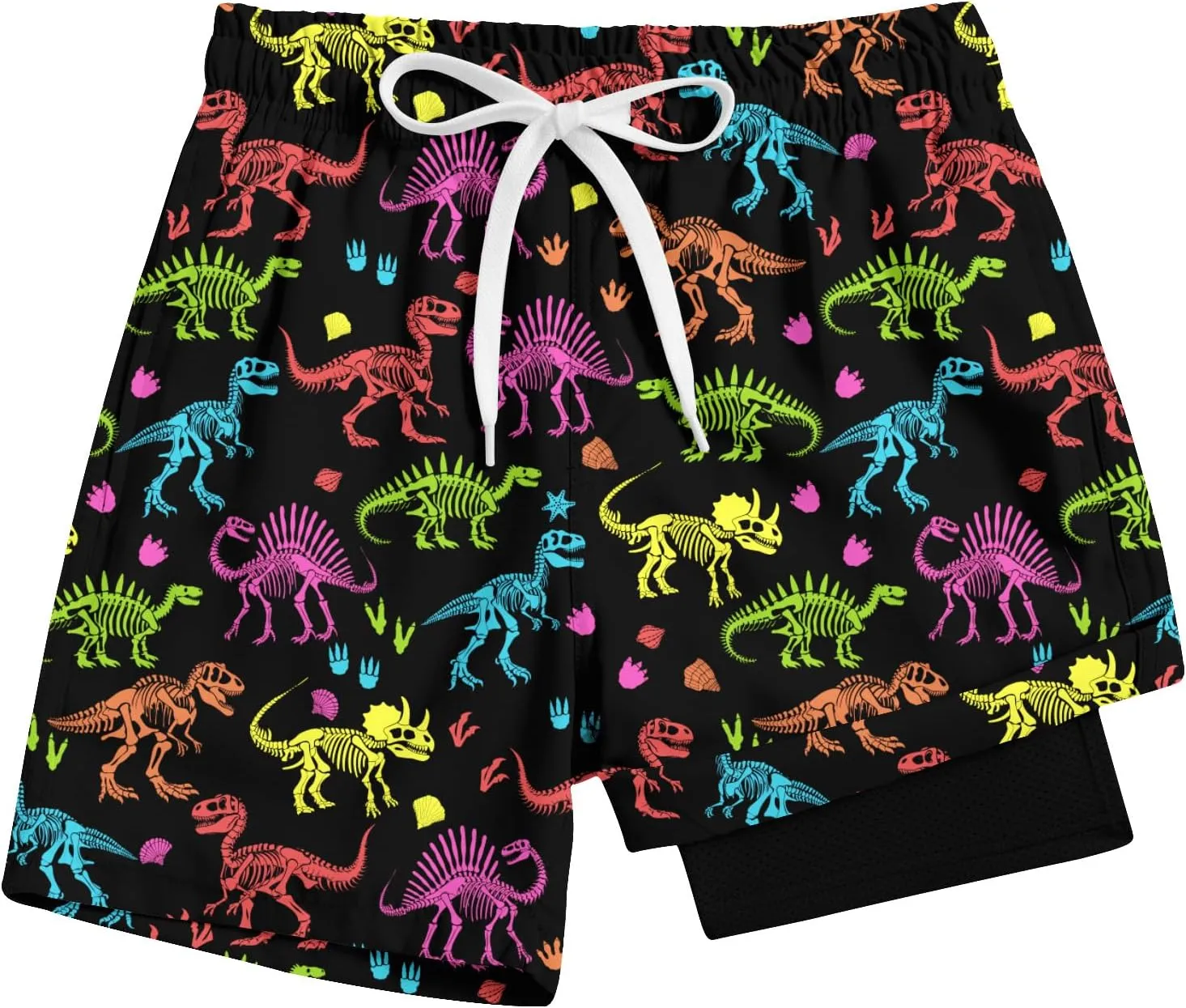 Cozople Boys Swim Trunks Compression Liner Swim Shorts Quick Dry Bathing Suit with Boxer Brief Swimwear 4-10T