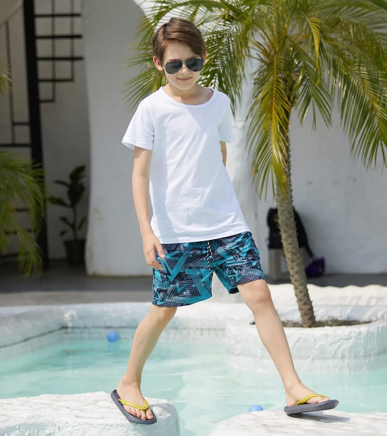 Cozople Boys Swim Trunks with Boxer Brief Liner Compression Swimwear Quick Dry Swim Shorts Bathing Suits 7-20 Years