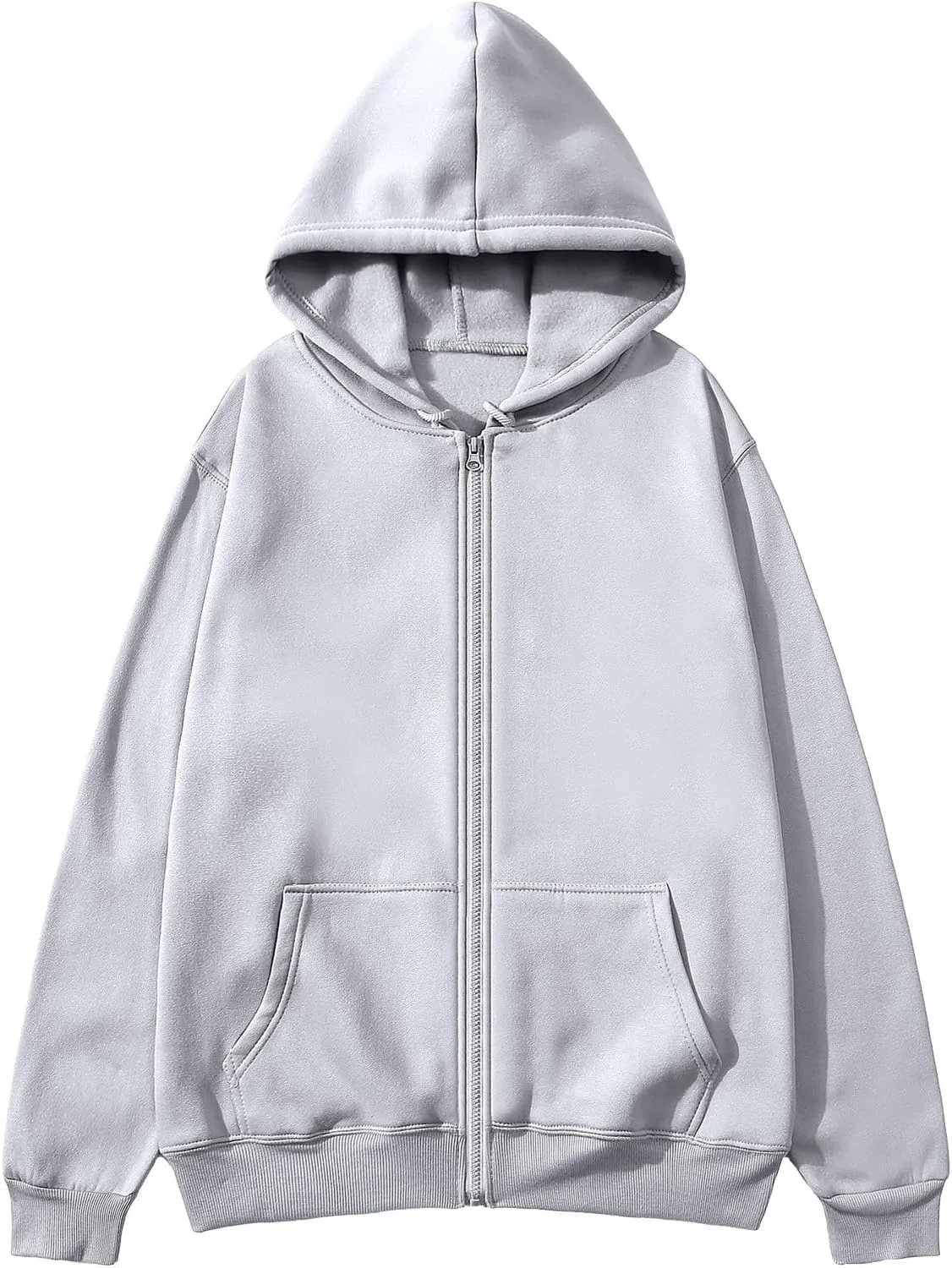Ctreela Basic Hoodie Jacket for Women Men Full Zip Up T-Shirt Hoodie Solid Color Unisex Adult Teen Plain Hooded Jackets