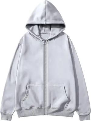 Ctreela Basic Hoodie Jacket for Women Men Full Zip Up T-Shirt Hoodie Solid Color Unisex Adult Teen Plain Hooded Jackets
